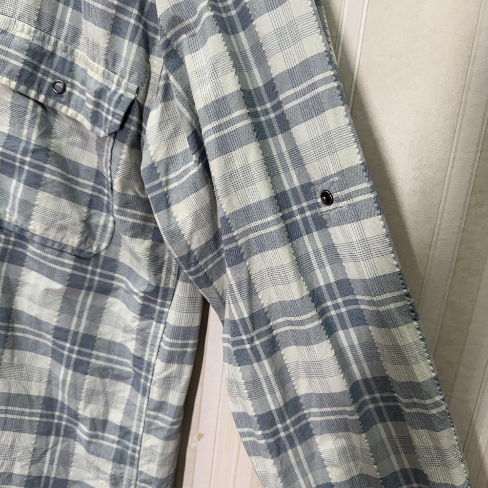 Patagonia Shirt Mens S Blue Plaid Snap Front Long Sleeve Hiking Travel Outdoor - Picture 4 of 8